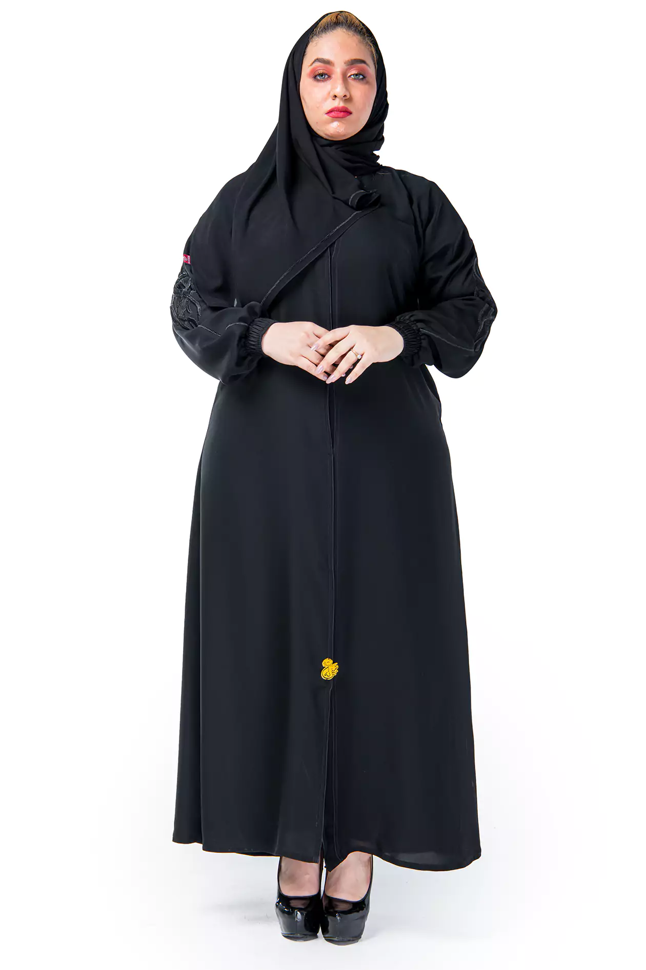 #2-1077 عباية شيهانة اماراتي تطريز كامل مطاط