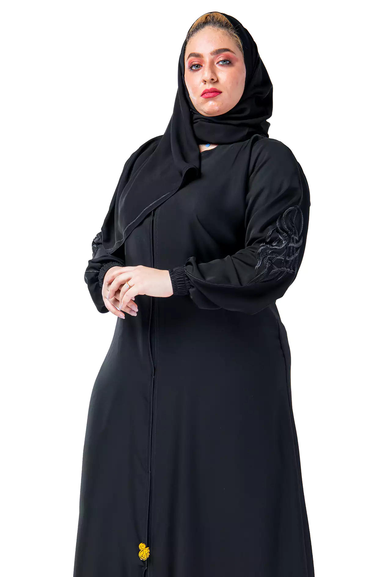 #2-1077 عباية شيهانة اماراتي تطريز كامل مطاط