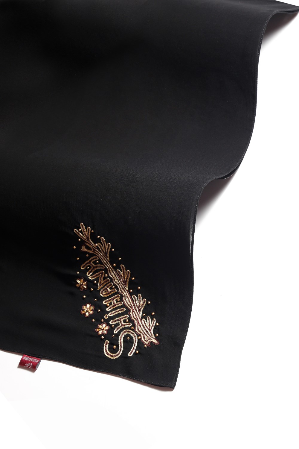 #9-1083 طرحة ليزر أسم شيهانة زاوية ذهبي