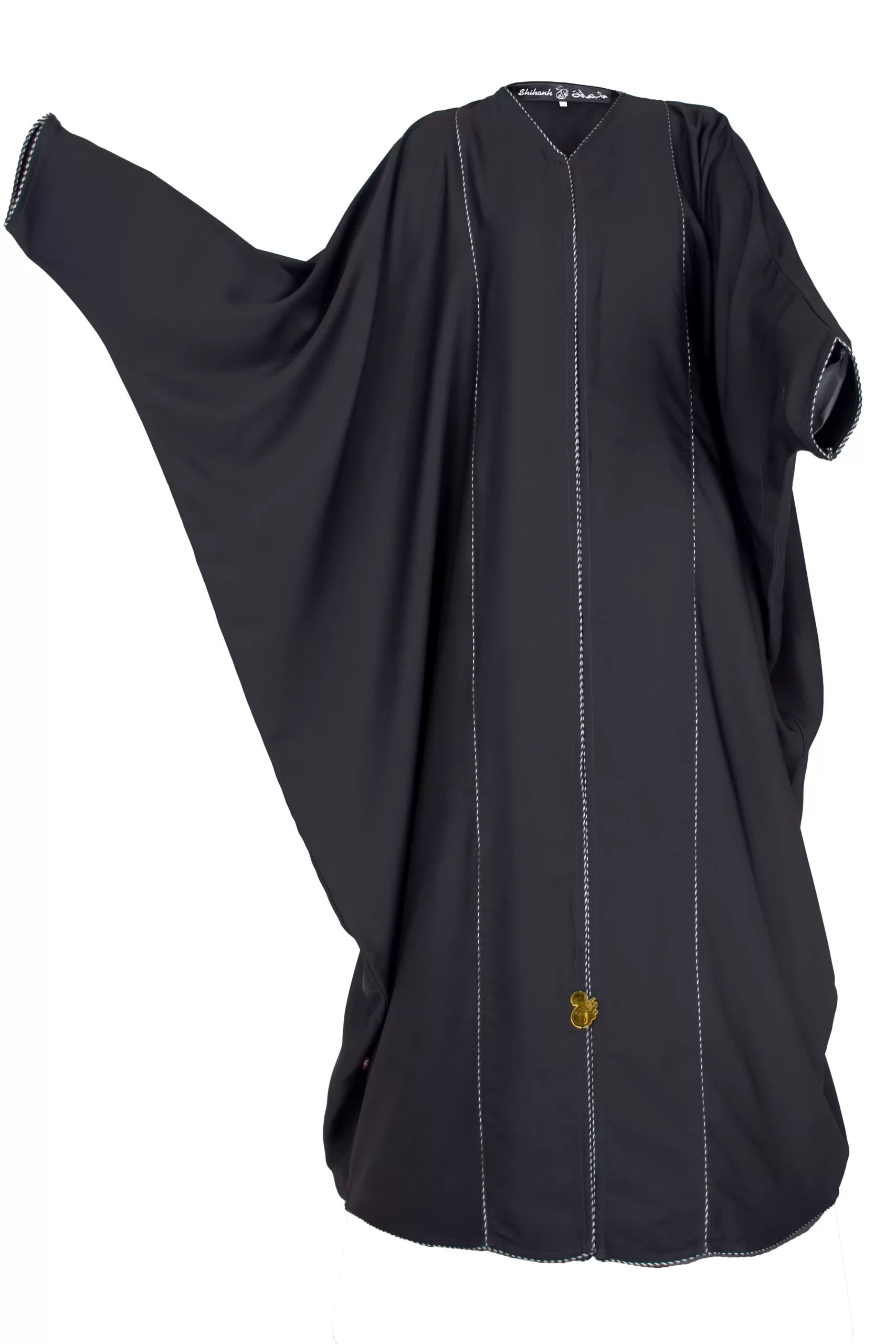 #1-1163 عباية شيهانة بشت قيطان كامل فضي