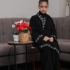 #6-1025 عباية قماش ملكي شريط امام